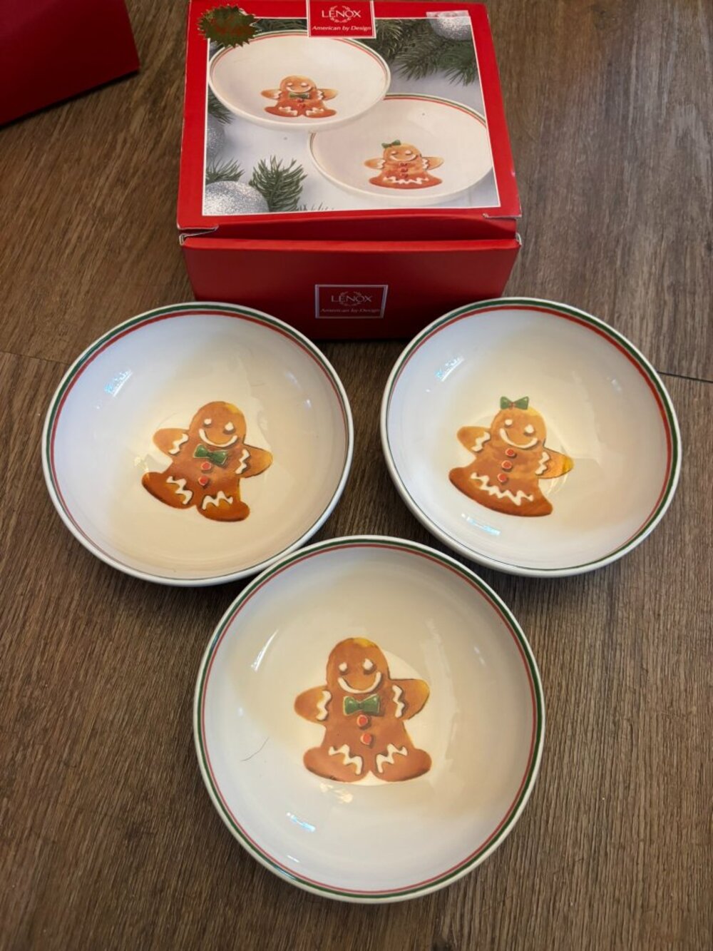 Lot 3 Lenox Home For the Holidays Gingerbread Man Bowl